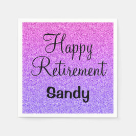 Glam Happy Retirement Ombre Lila Glitzer Sparkle Serviette