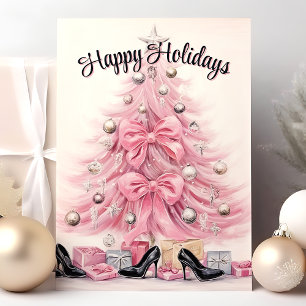 Glam Heels Rosa Weihnachtsbaum Frohe Feiertage Feiertagskarte