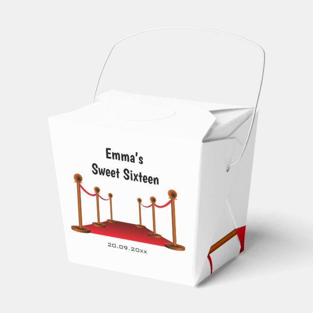 Glam Hollywood White & Red Tepet Sweet 16. Geschenkschachtel (Vorderseite)