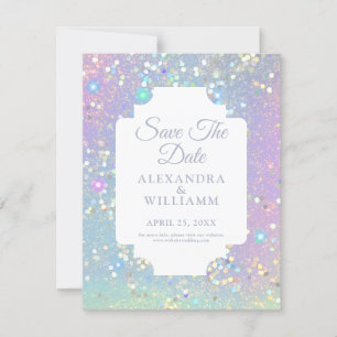 Glam Holographic Glitzer Moderner Save the Date
