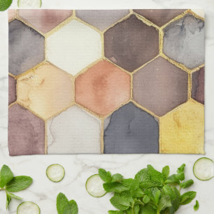 Glam Honey Comb Blush Champagne Abstrakt Geschirrtuch