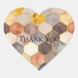 Glam Honey Comb Blush Champagne Abstrakt Herz-Aufkleber
