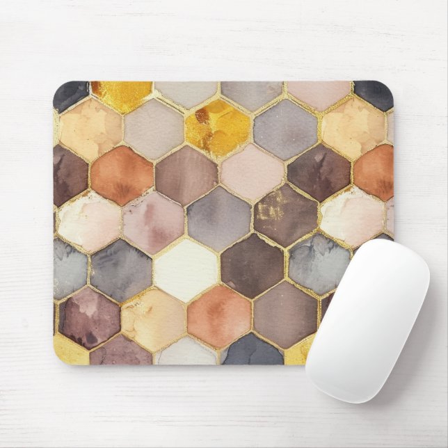 Glam Honey Comb Blush Champagne Abstrakt Mousepad (Mit Mouse)