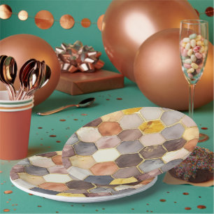 Glam Honey Comb Blush Champagne Abstrakt Pappteller