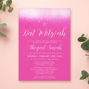 Glam Hot Pink Bat Mitzwa Einladung