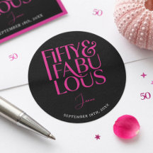 Glam Hot Pink Black Chic 50 & Fantastisch Geburtst
