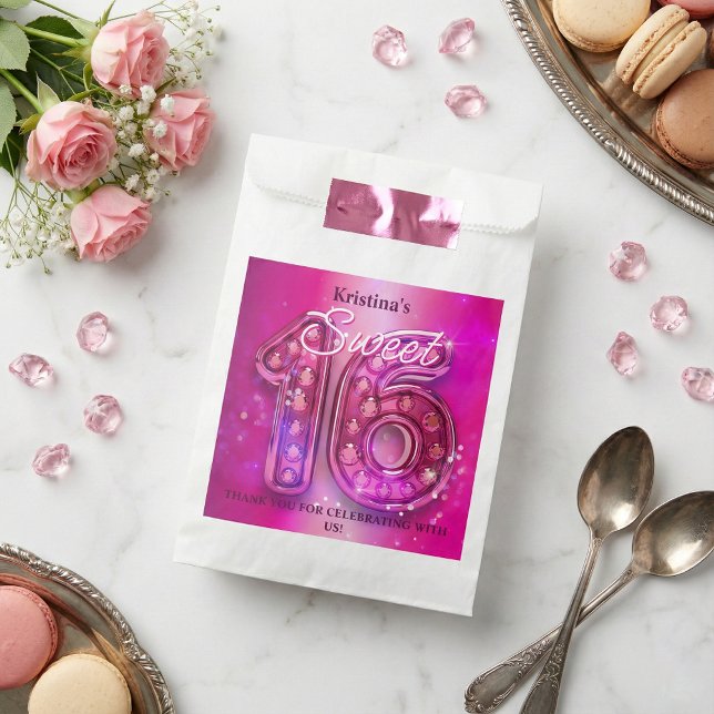 Glam Hot Pink Diamonds Sparkle Sweet 16 Geschenktütchen (Von Creator hochgeladen)
