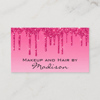 Glam Hot Pink tropfender Glitter Makeup Artist Visitenkarte
