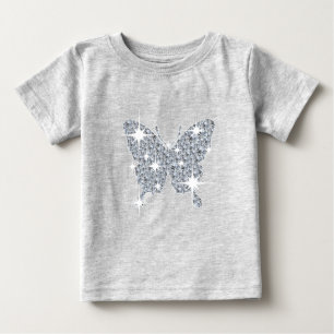 Glam-Imitate Diamantfunkel-Schmetterling auf grau Baby T-shirt