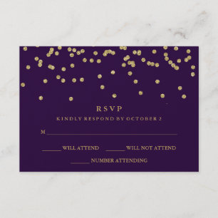 Glam Imitate Gold Confetti und Deep Lila UAWG RSVP Karte