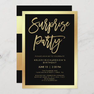 Glam Imitate Gold Typografie und Black Surprise Pa Einladung