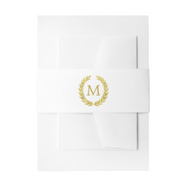 Glam Imitats Gold Foil Laurel Wreath Monogram Einladungsbanderole