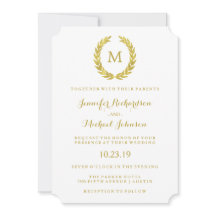 Glam Imitats Gold Foil Laurel Wreath Monogram Wedd