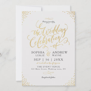Glam Imitats Gold Glitzer Kalligraphie Jahrgang Ho Einladung