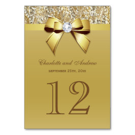Glam Imitats Gold Sequins Bow Wedding Tischnummer