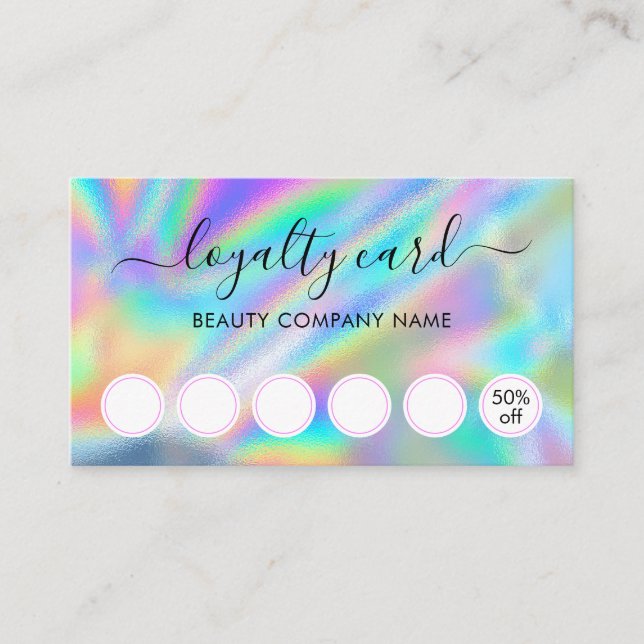 Glam Imitats Holographic Beauty Salon Loyalty Card Visitenkarte (Vorderseite)