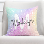 Glam Iridescent Glitzer Mit Monogramm Kissen<br><div class="desc">Dieses farbenfrohe Glitzer-Muster aus beigefarbenen Imitaten lässt sich einfach mit Ihrem individuelle Name und/oder Monogramm personalisieren.</div>