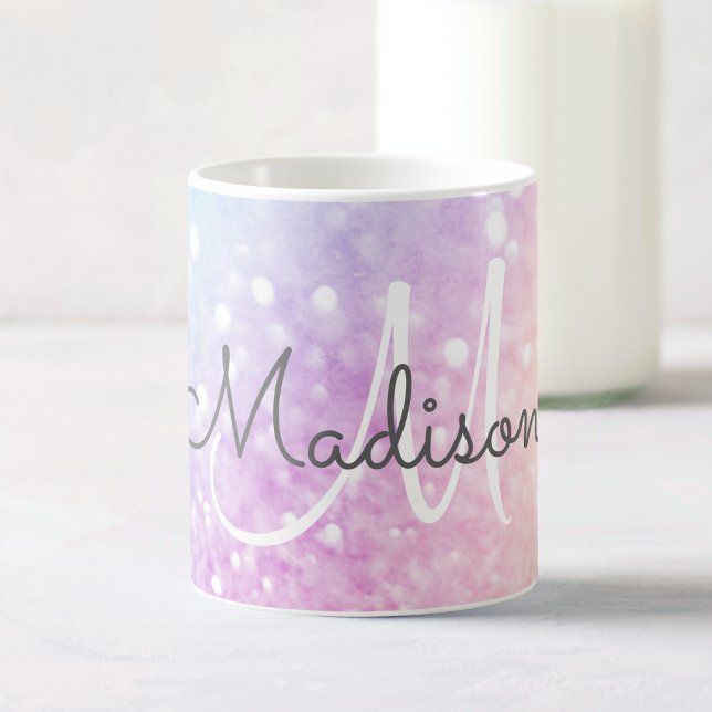 Glam Iridescent Glitzer Personalisiert farbig Kaffeetasse (Von Creator hochgeladen)