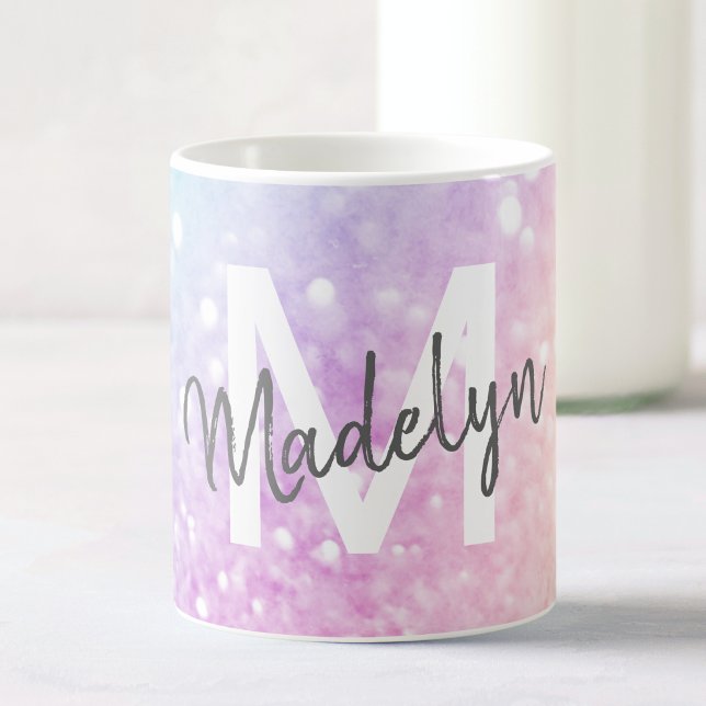 Glam Iridescent Glitzer Personalisiert farbig Kaffeetasse (Von Creator hochgeladen)