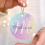Glam Iridescent Glitzer Personalisiert farbig Keramik Ornament<br><div class="desc">Dieses farbenfrohe,  bunt gestylte Glitzer-Muster lässt sich einfach mit Ihrem individuelle Name und/oder Monogramm personalisieren.</div>