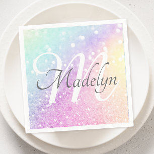 Glam Iridescent Glitzer Personalisiert farbig Serviette