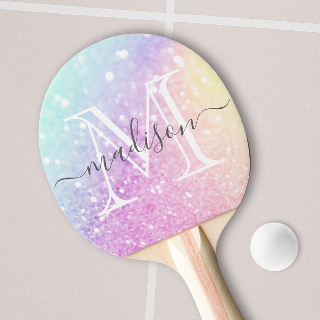 Glam Iridescent Glitzer Personalisiert farbig Tischtennis Schläger (Von Creator hochgeladen)