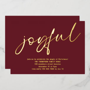 Glam Joyful Script Weihnachtsfeier Burgunderrot Ec Folieneinladung