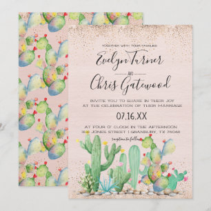 Glam Kaktus Fiesta Hochzeits-Einladung Einladung