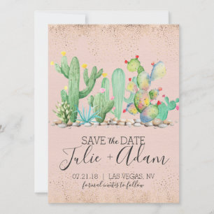 Glam-Kaktus-Hochzeit - Termin vormerken Save The Date