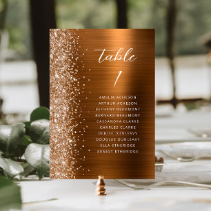 Glam Kupfer Metallic Glitter Schrift Hochzeit Tischnummer