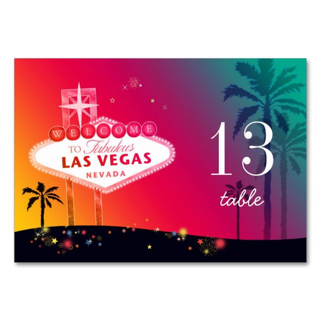 Glam Las Vegas Wedding Tischnummer Card (Vorderseite)