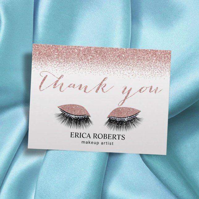 Glam Lashes Makeup Artist Rose Gold Danke Postkarte (Von Creator hochgeladen)