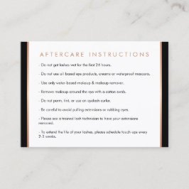 Glam Lashes Script Rose Gold/Black Aftercare Card Visitenkarte