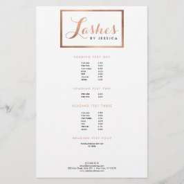 Glam Lashes Script Rose Gold Gerahmt Flyer