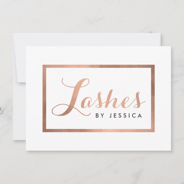 Glam Lashes Script Rose Gold Geschenkgutschein (Vorderseite)