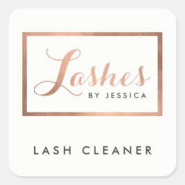 Glam Lashes Script Rose Gold Lash Cleaner Quadratischer Aufkleber