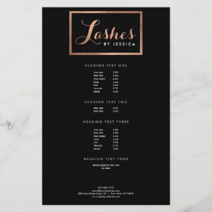 Glam Lashes Script Rose Gold/Schwarz Flyer