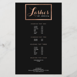 Glam Lashes Script Rose Gold/Schwarz Flyer