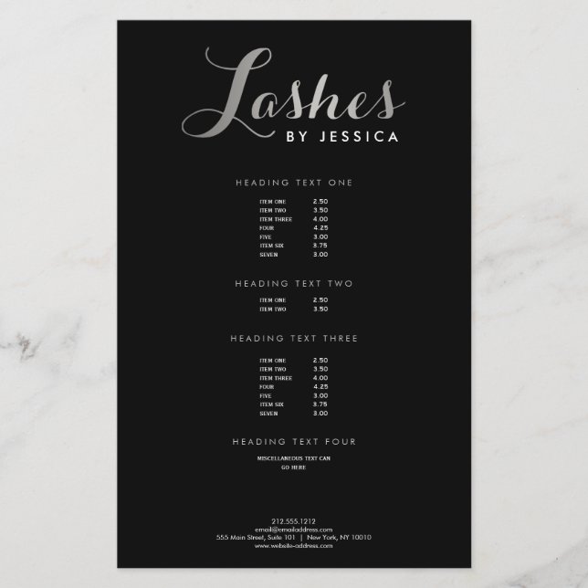 Glam Lashes Script Text Silver/Black Flyer (Vorne)