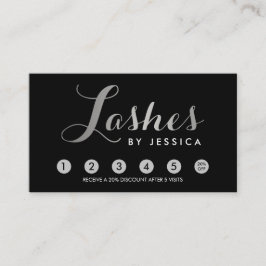 Glam Lashes Script Text Silver/Black Loyalty Card Treuekarte