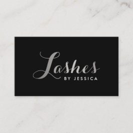 Glam Lashes Skripttext Silver/Black Business Card Visitenkarte
