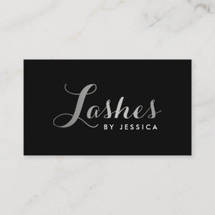 Glam Lashes Skripttext Silver/Black Business Card Visitenkarte