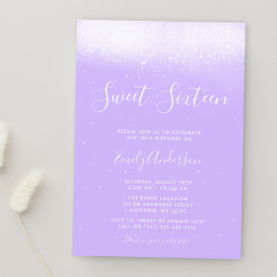 Glam Lavender Lila Sweet 16 Einladung