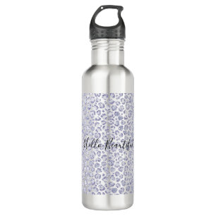 Glam Lavender Lilac Lila Leopard Print Glitzer Edelstahlflasche