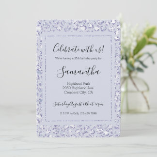 Glam Lavender Lilac Lila Leopard Print Glitzer Einladung