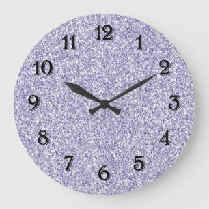 Glam Lavender Lilac Purple Glitter       Große Wanduhr
