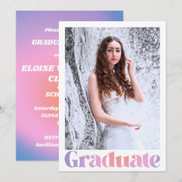 Glam Lavender Pink Custom Foto Graduation Party Einladung