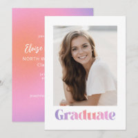 Glam Lavender Pink Gradient Foto Graduation Party