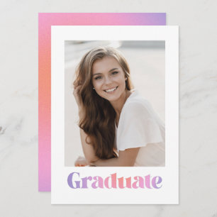Glam Lavender Pink Gradient Foto Graduation Party Einladung