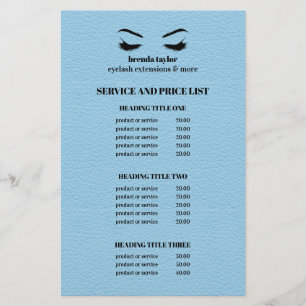 Glam LEATHER BLUE EYELASH SALON SERVICE LISTE Flyer